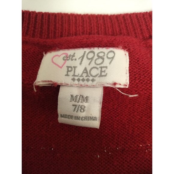 The Children's Place Girl's Red/Silver Short Sleeve Sweater Dress Size M(7-8) - Picture 5 of 7
